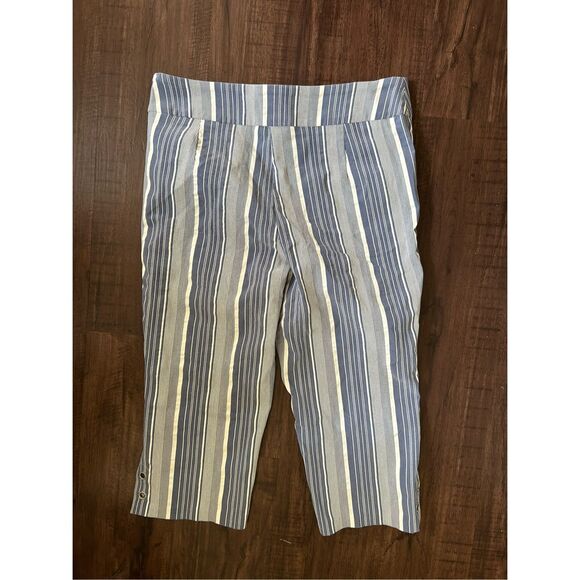 HIVIEW Blue White Stripe Pull-on Capri Pants, Size 14P Petite - Picture 7 of 8
